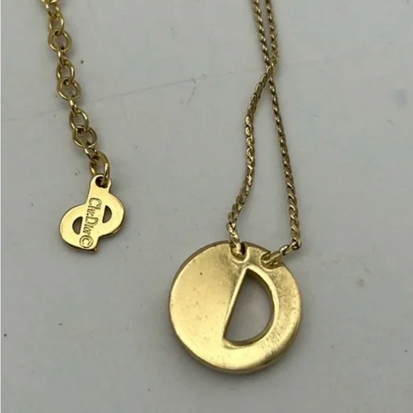 Vintage Dior Gold-overlay Crystal 'CD' Circle Pendant Necklace - Picture 3 of 7